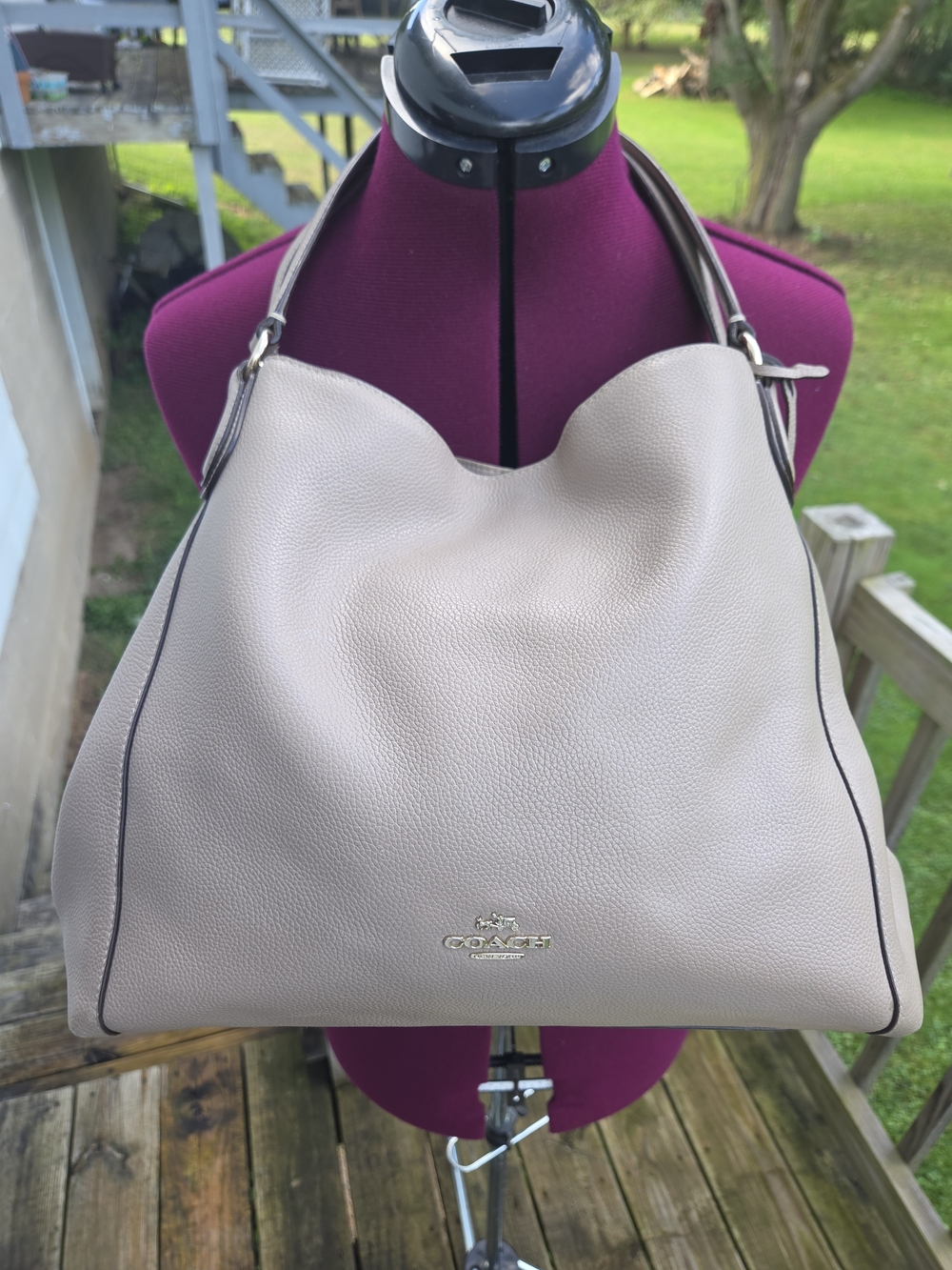 Coach Edie 31 Pebble Leather Hobo Bag in Taupe
